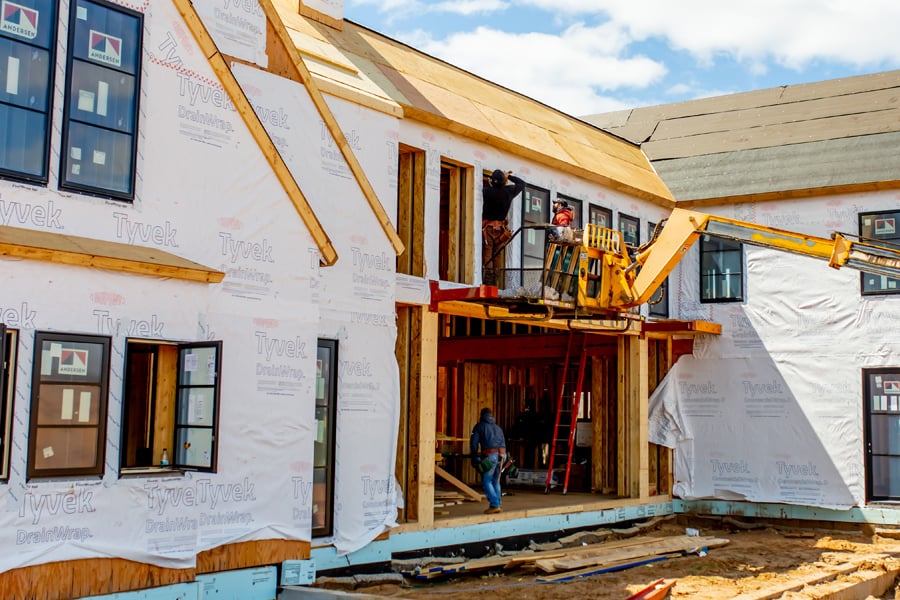 New build job site with Andersen Windows